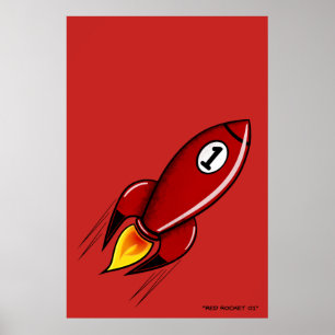 "Red Rocket 01" - Poster da série Rocket (Vermelho