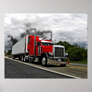Red & Rollin' Peterbilt Poster