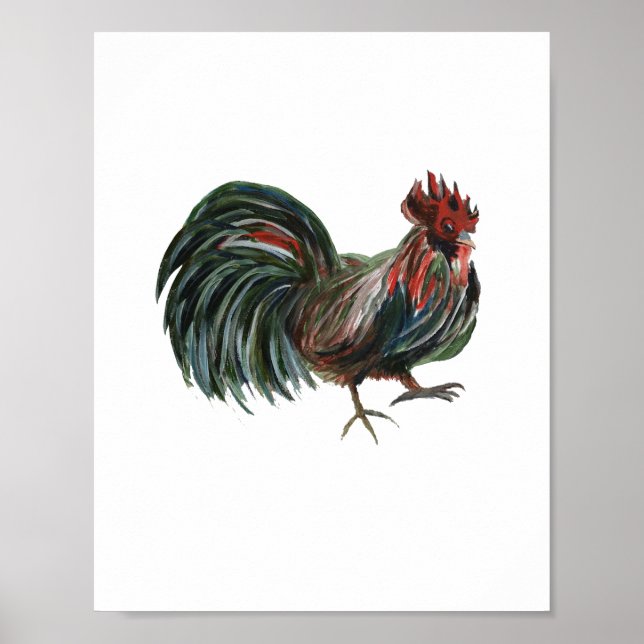 Red Rooster Painting Farmhouse Impressão (Frente)
