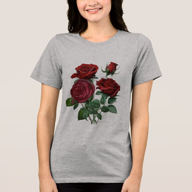 "Red Rose Women's T-Shirt – Feminine Elegance in B (Frente)