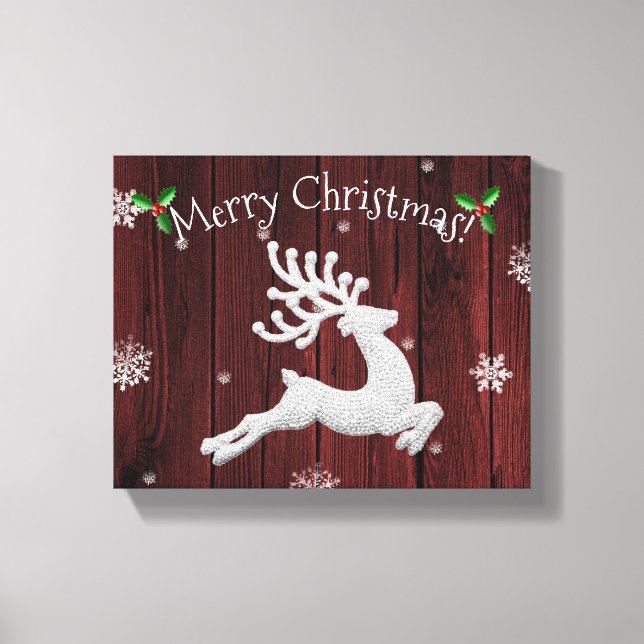 Red Rustic Christmas Reindee Canvas (Frente)
