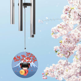 Red Sakura Boneca Kokeshi Boneca Geisha Azul