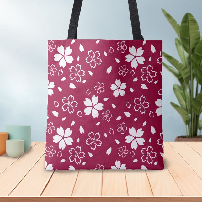 Red Sakura Pattern Tote Bag (Criador carregado)