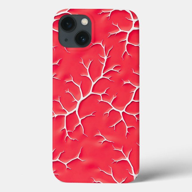 Red Salsa Branch Pattern iPhone Case (Verso)