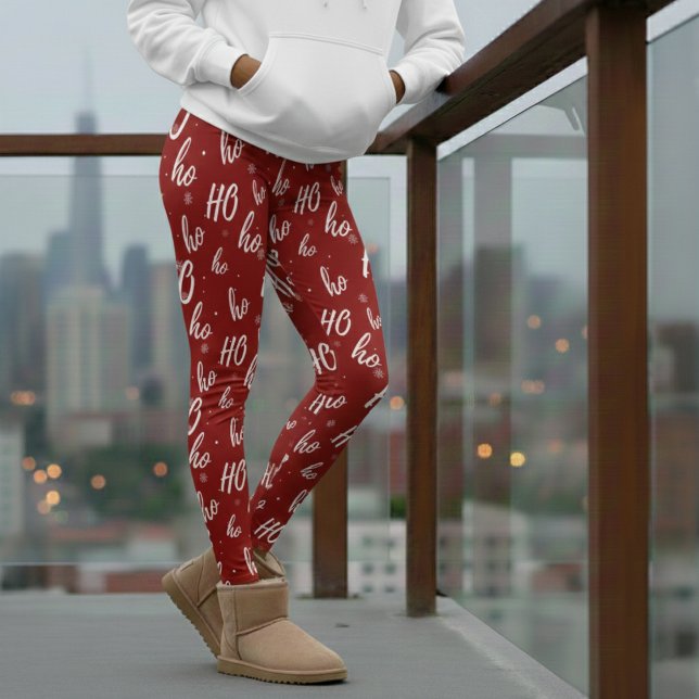 Red Santa Claus Ho Ho Ho Ho Leggings de Natal (Red Santa Claus Ho Ho Ho Christmas Leggings
)