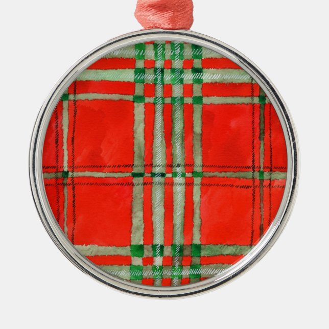 RED SCOTT TARTAN Prêmio Round Ornamento (Frente)