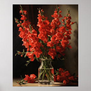 Red Snapdragon Flowers Art Impressão Poster