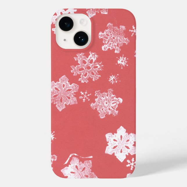 Red Snowflakes iPhone 14 Barley Ali Case (Verso)