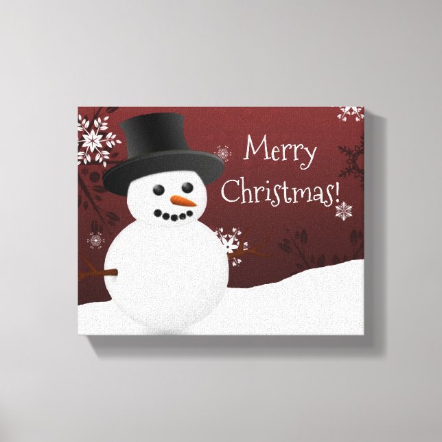 Red Snowman Winter Scene Canvas de Natal (Frente)