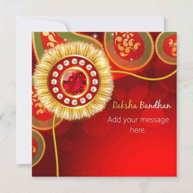 Red Sparkle Personalizado Feliz Raksha Bandhan (Frente)
