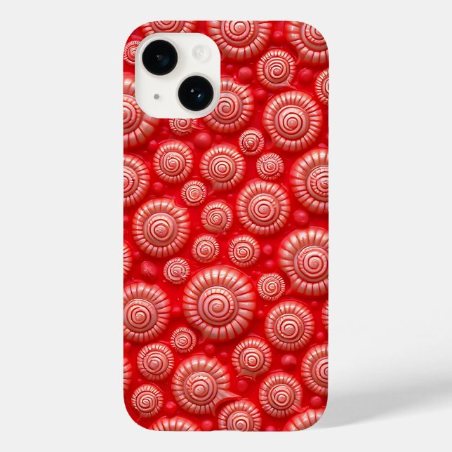 Red Spiral Pattern iPhone Case Bold Design (Verso)