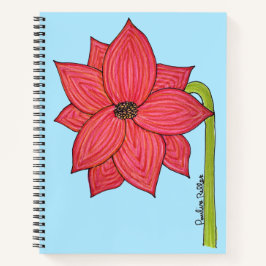 Red Star Flower with Blue background