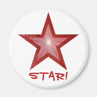 Red Star Fridge 'STAR!' imã redondo branco