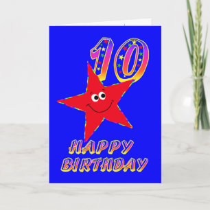 Red Star Happy 10º Cartão de Aniversário