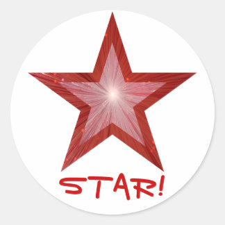 Red Star 'STAR' branco adesivo redondo