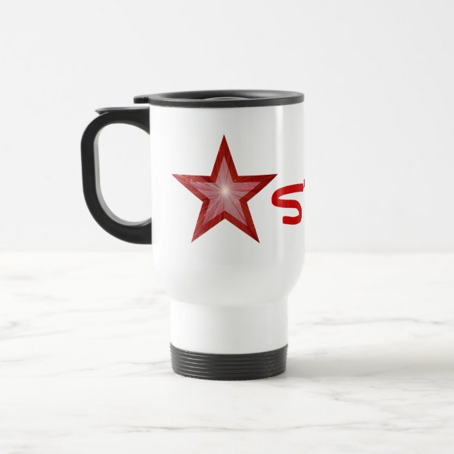 Red Star 'STAR' branco caneca de viagem (Esquerda)