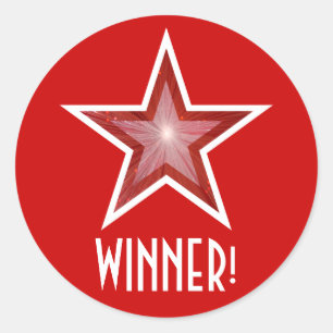 Red Star 'WINNER!' adesivo redondo vermelho