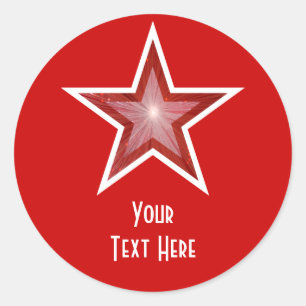 Red Star 'Your Text' (Seu Texto) - etiqueta vermel