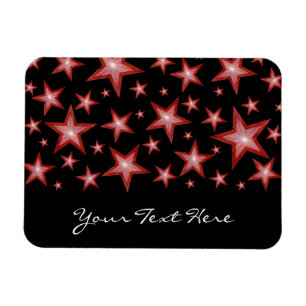 Red Stars 'Your Text', ímã flexível preto