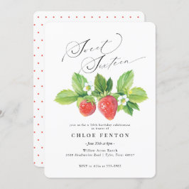 Red Strawberry Sweet 16 Aniversário Convite