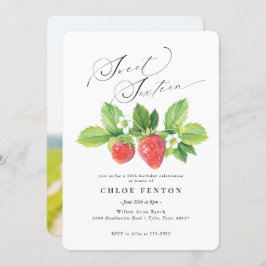 Red Strawberry Sweet 16 Aniversário Convite