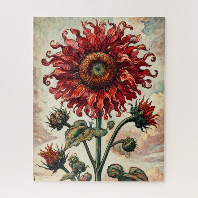 Red Sunflower 500 Piece Quebra-cabeça (Vertical)