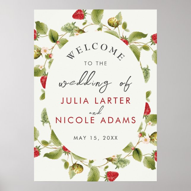 Red Sweet Wild Strawberry Flowers Poster (Frente)