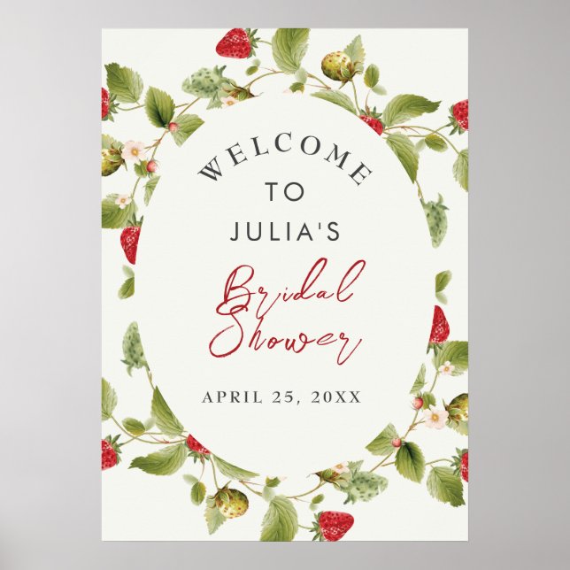 Red Sweet Wild Strawberry Flowers Poster (Frente)