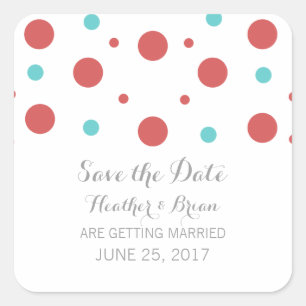 Red Teal Confetti Salve os adesivos de Data