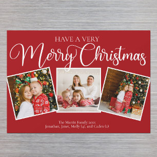 Red tem um cartão de fotos de Natal muito feliz