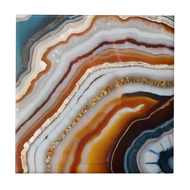 Red Terracotta White Black Blue Agate Geode (Frente)