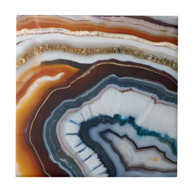 Red Terracotta White Black Blue Agate Geode (Frente)