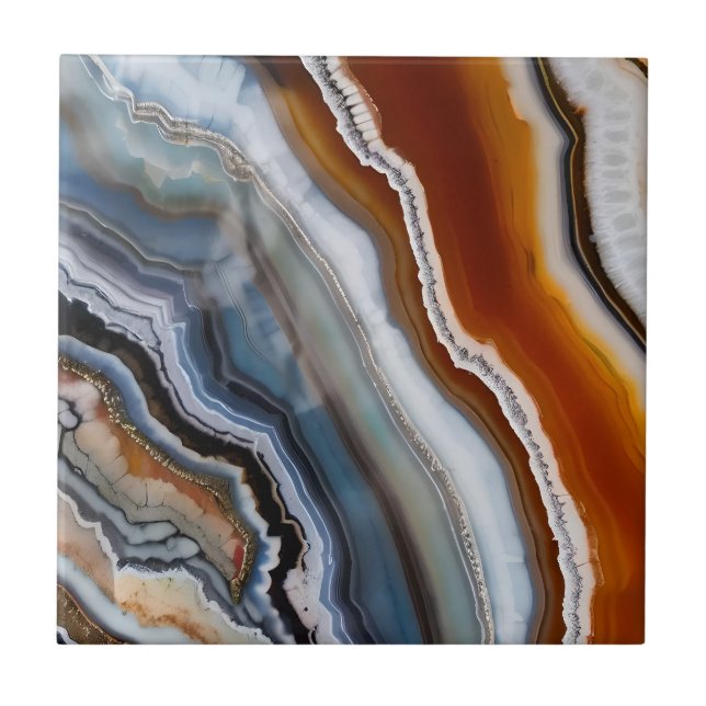 Red Terracotta White Black Blue Agate Geode (Frente)