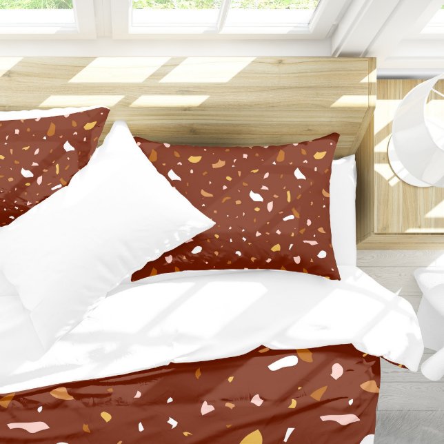 Red Terrazzo Pattern (Red Terrazzo Pillow Case On Bed)