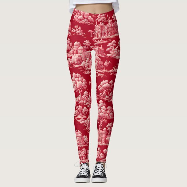 Red Toile de Jouy Leggings (Frente)