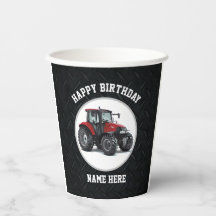 Red Trator Farming Happy Birday Name Equipment