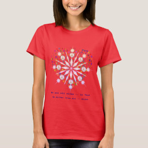 Red Trendy Top Snowflakes Peace Love T Shirt