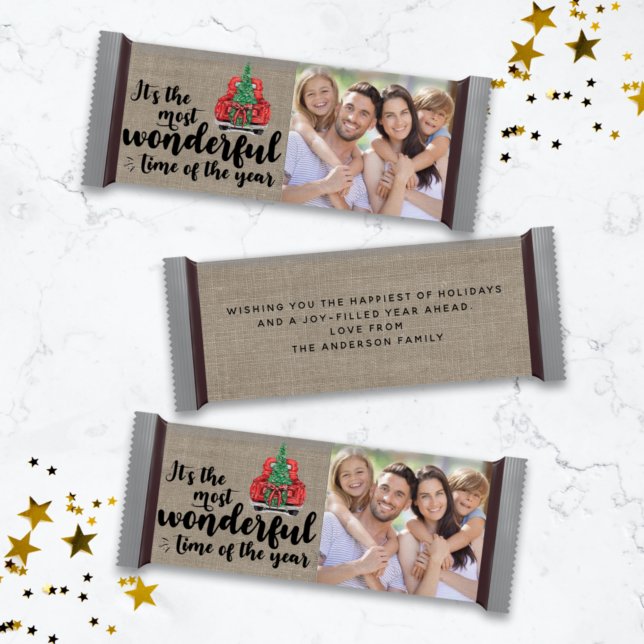 Red Truck Burlap Christmas Candy Wrapper Bar (Criador carregado)