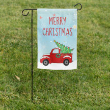 Red Truck Christmas Garden Flag