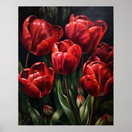 Red Tulip Flowers Art Impressão Poster