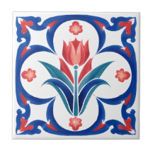 Red Tulip Turco Iznik Arte Azulejo Cerâmica