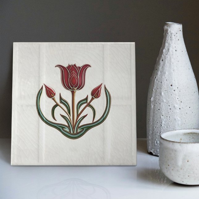 Red Tulip Wall Decor Art Nouveau Art Deco Gibbons (Criador carregado)