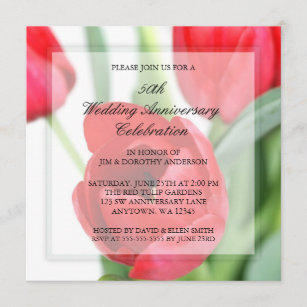 Red Tulips 50º Convites de Aniversário de Casament