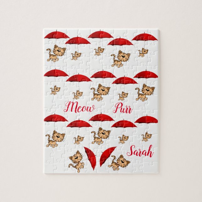 Red Umbrellas Cats Jigsee Quebra-cabeça Daisy (Vertical)