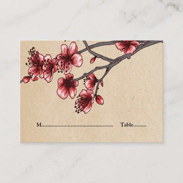 Red Vintage Cherry Blossoms Cartões (Frente)