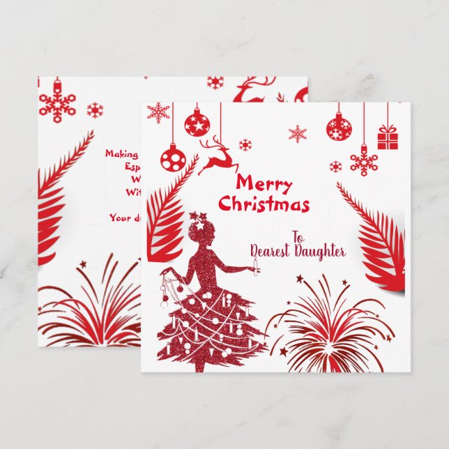 Red Vintage Filha de Feliz Natal Ornaeart (Frente/Verso)