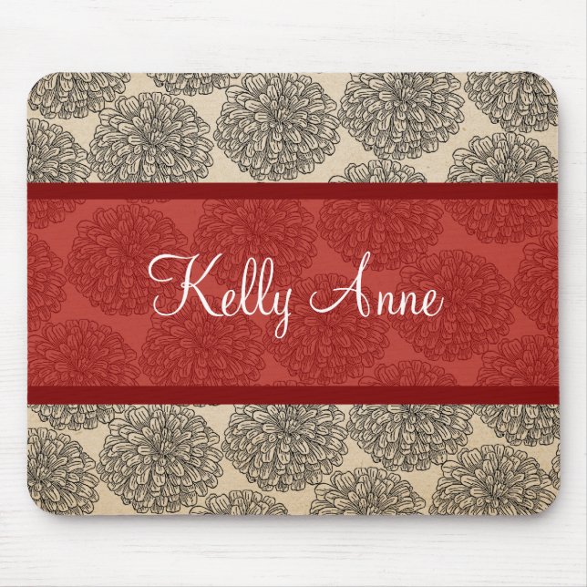 Red Vintage Zinnia Mousepad (Frente)