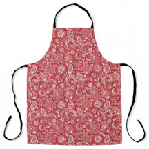 Red white batik boho style floral paisley pattern