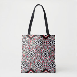 Red, White & Black Tribal Tapestry Tote