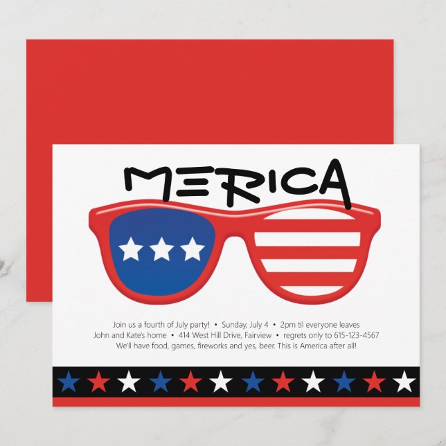 Red White Blue Stars 4º de julho Festa Merica Dive (Frente/Verso)